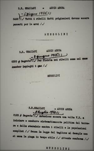Telegrammi inviati da Mussolini a Graziani in Etiopia nell’estate del 1936