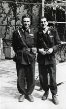 Aldo Aniasi "Iso" e Mario Di Lella "Galli", rispettivamente Comandante e Capo di Stato Maggiore della Divisione "Garibaldi Redi" dopo la Liberazione.